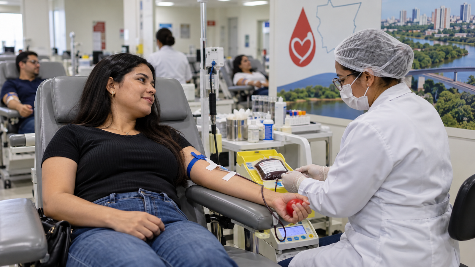 Doação de sangue em Cuiabá durante campanha do MT Hemocentro