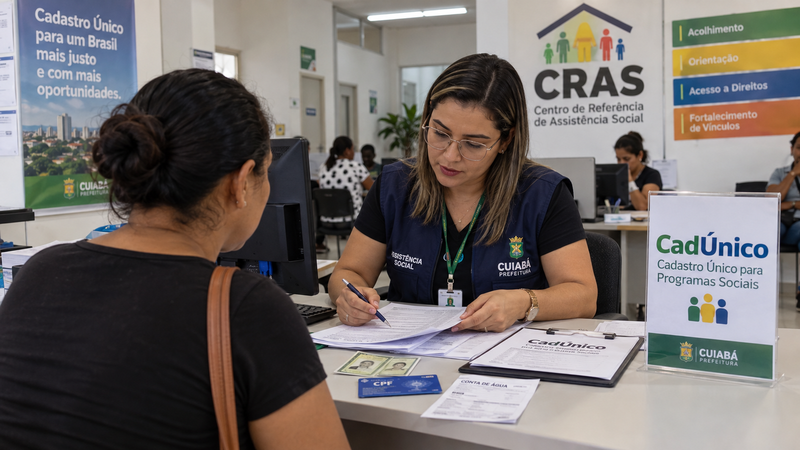 Atendimento do Cadastro Único em unidade de assistência social de Cuiabá
