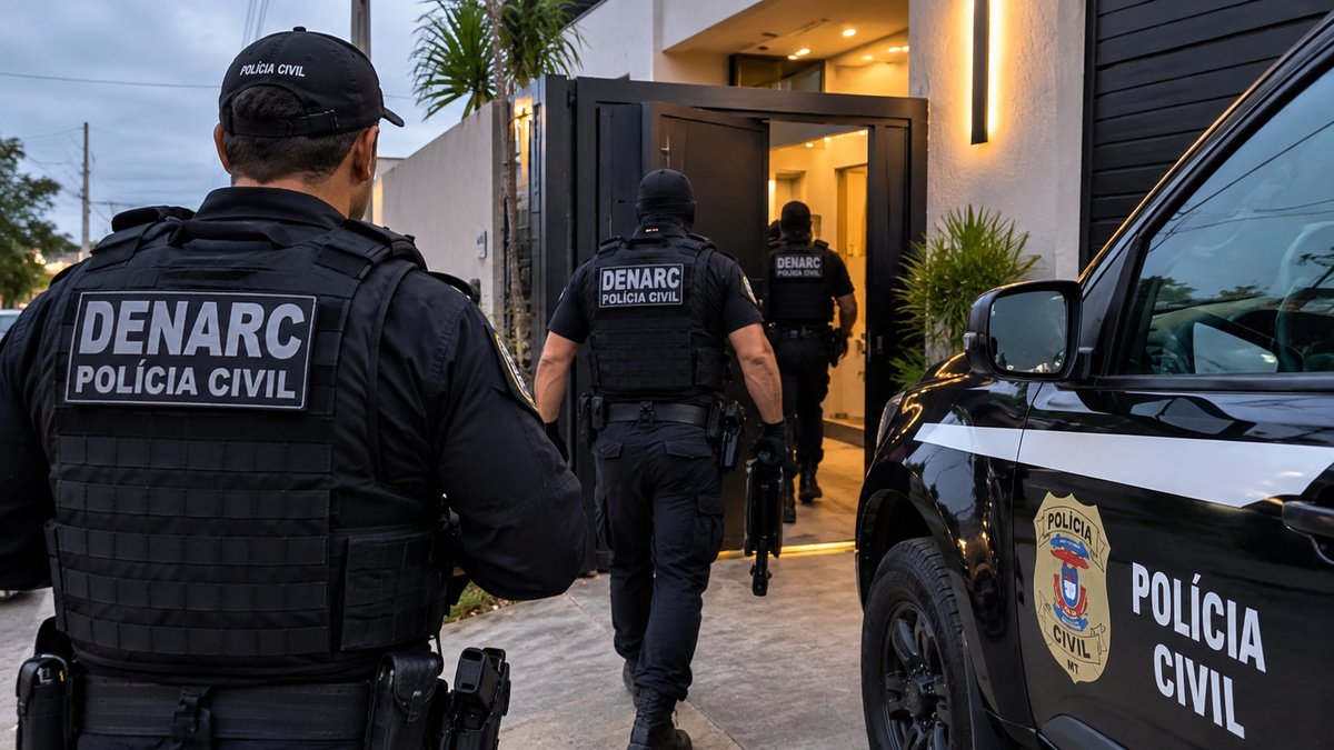 Agentes da Polícia Civil durante a Operação Fio em Mato Grosso